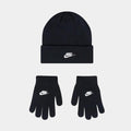 Futura Beanie and Glove Two Piece Grade School Set (Black/White)