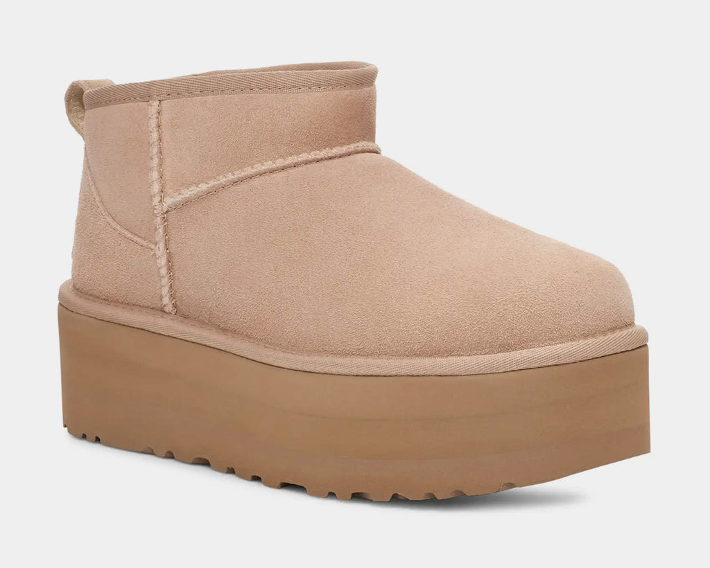 Classic Ultra Mini Platform Womens Boots (Beige)