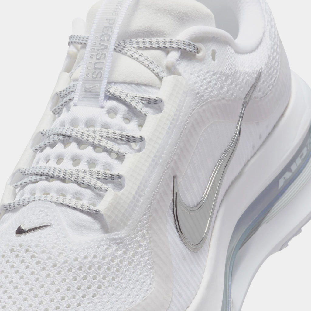 Pegasus Premium Womens Running Shoes (White/Metallic Silver/Metallic Silver)
