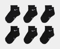 Dri Fit Logo 6pack Ankle Preschool Socks (Black)