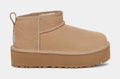 Classic Ultra Mini Platform Grade School Boots (Beige)