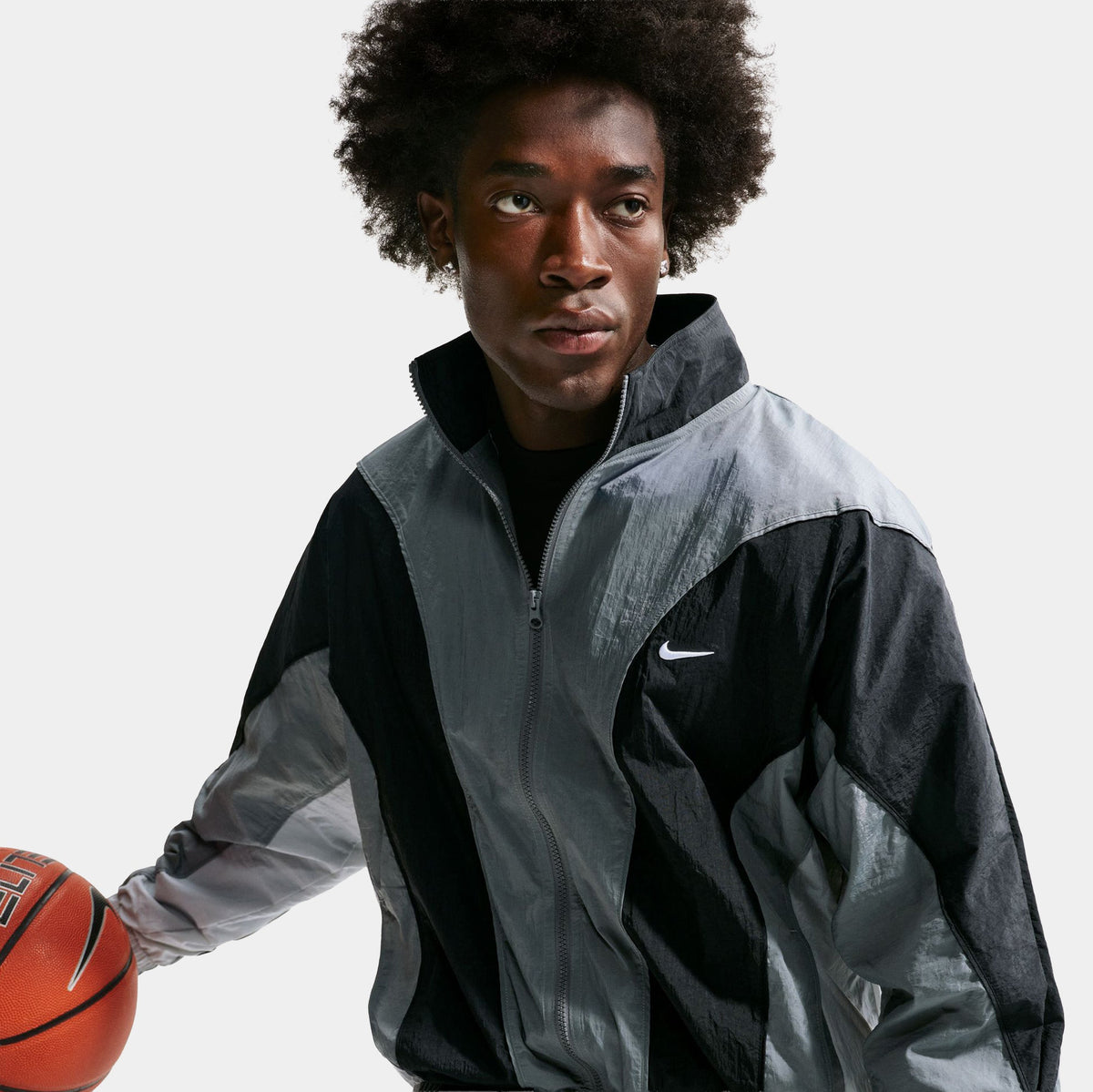 Basketball Mens Jacket (Smoke Grey/Black/Light Smoke Grey/White)