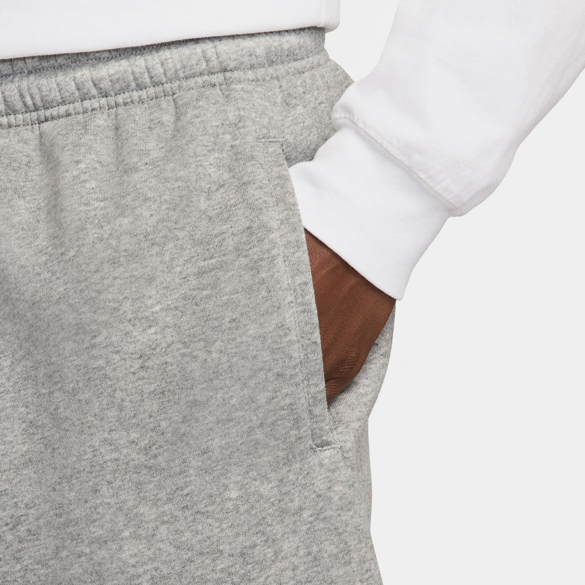 Club Fleece Swoosh Graphic Mens Shorts (Dark Grey Heather/Light Grey/White)