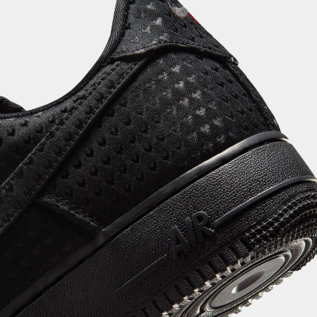 Air Force 1 Low SE Valentines Day Triple Black Mens Lifestyle Shoes (Black/Black/University Red)