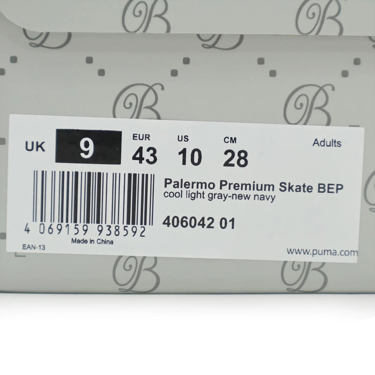 406042-01 BlackEyePatch Puma Cup Palermo Premium Cool Light Gray New Navy (Men's