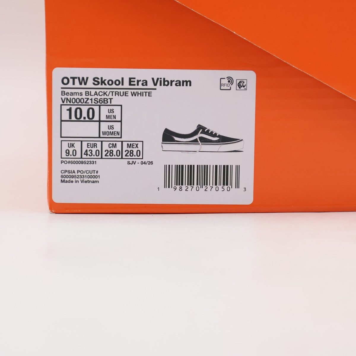 SNDN-SNKR-10894 BEAMS Ã OTW by Vans Skool Era "Black/White" (Men's)