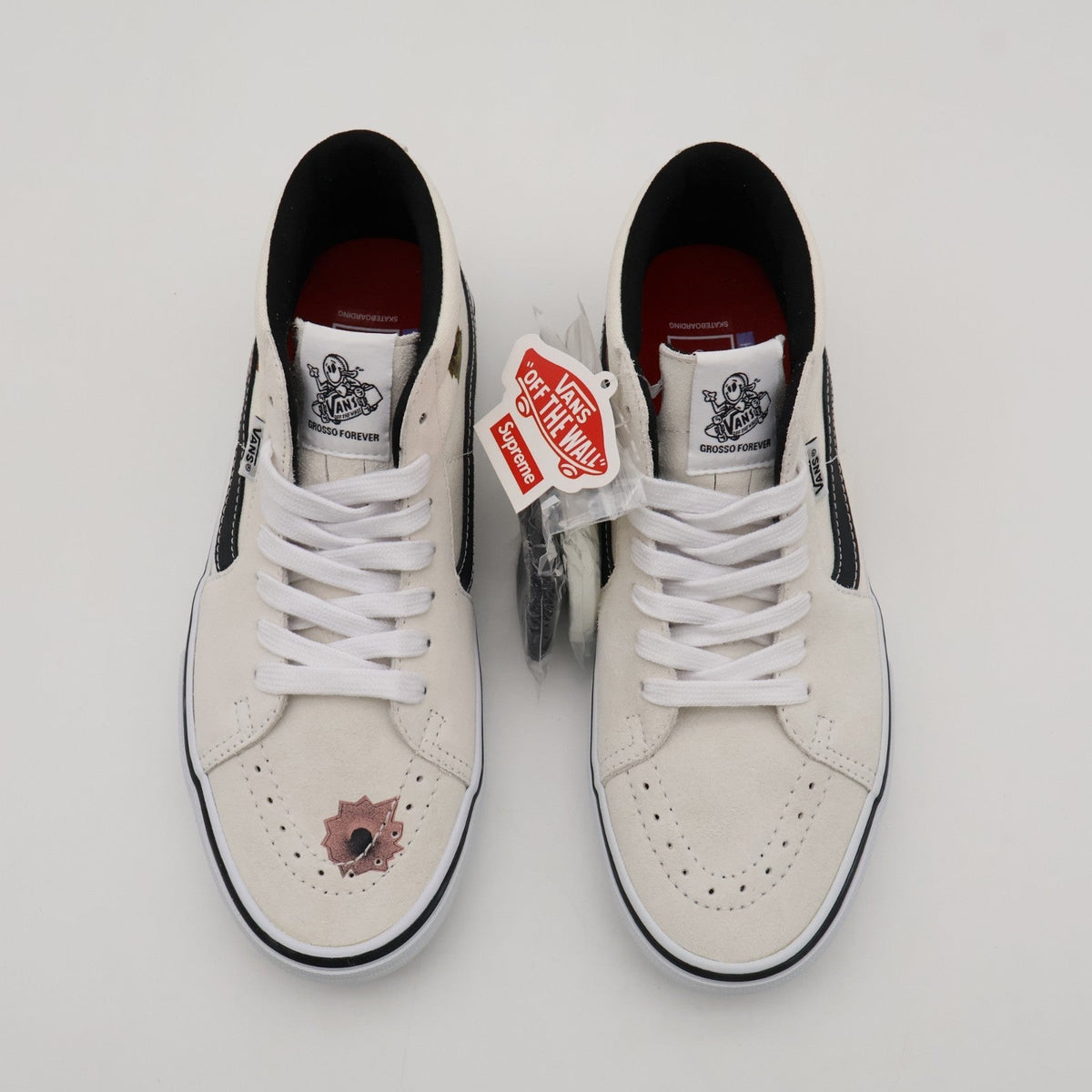 VN0A5KS1CRM Nate Lowman Supreme Vans Skate Grosso Mid Bullet Hole Natural (Men's
