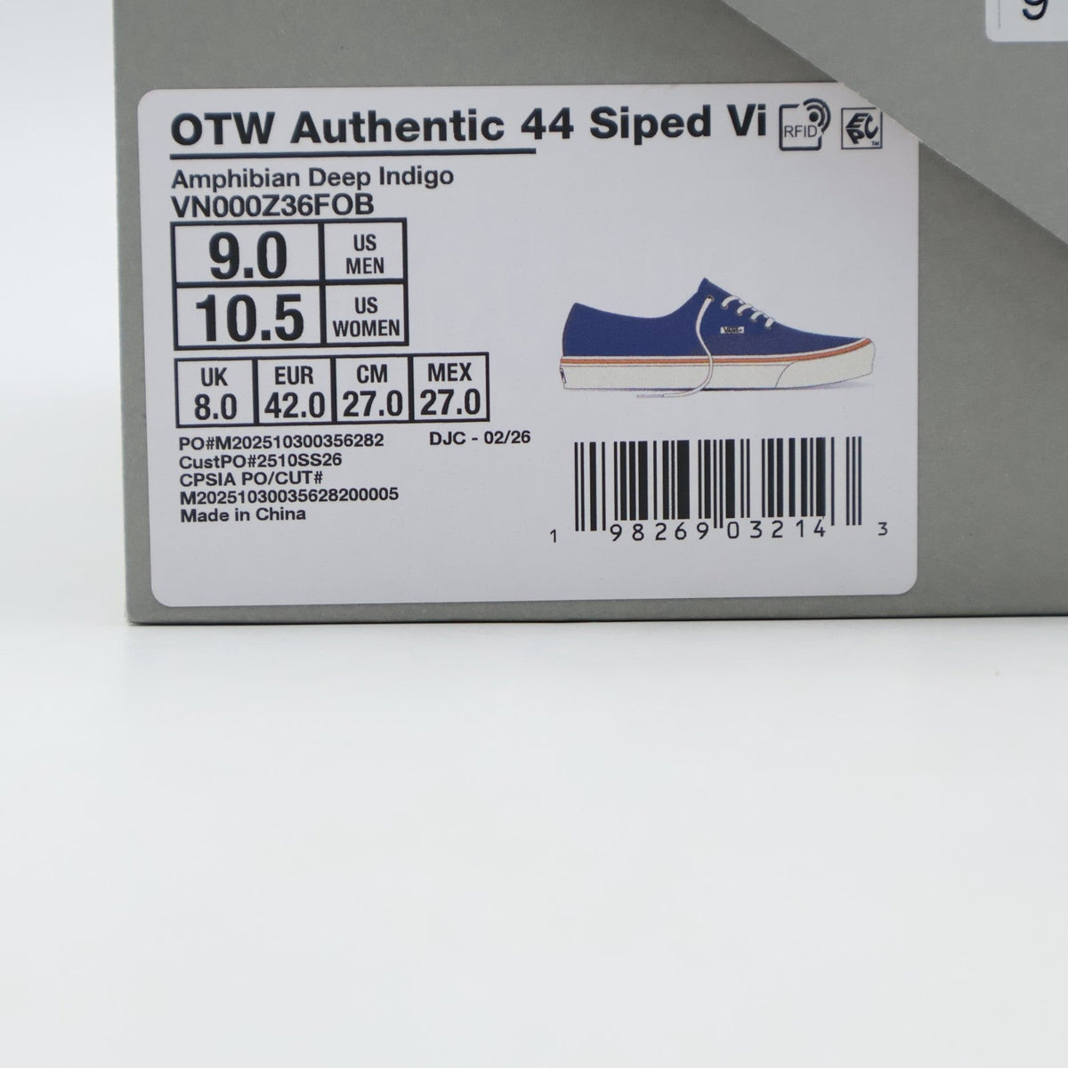 VN000Z36FOB OTW by Vans Authentic 44 Siped Vibram Deep Indigo (Men's)