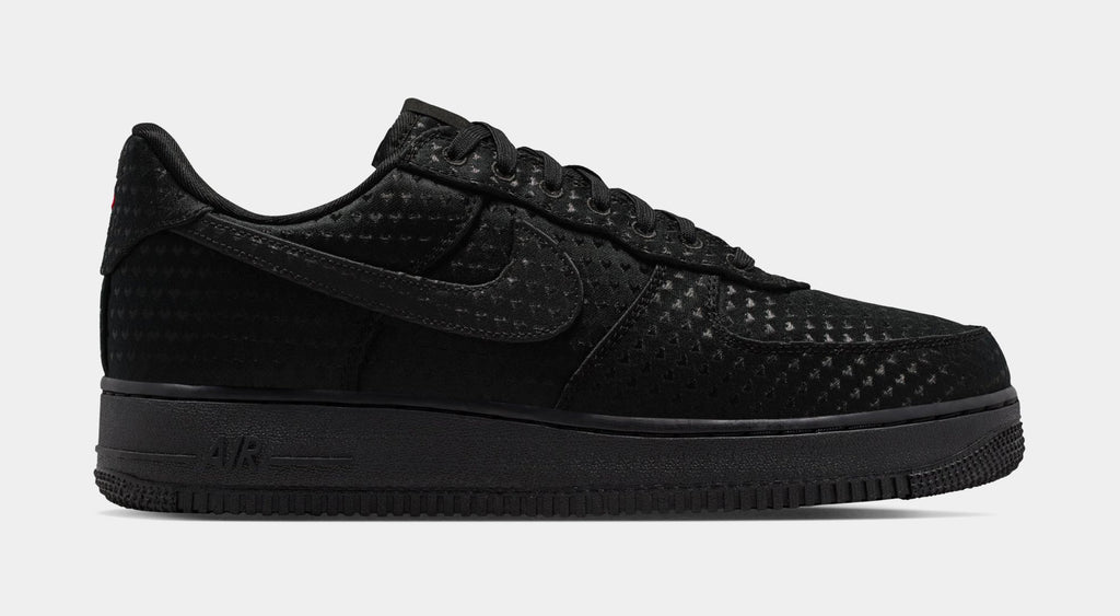 Air Force 1 Low SE Valentines Day Triple Black Mens Lifestyle Shoes (Black/Black/University Red)