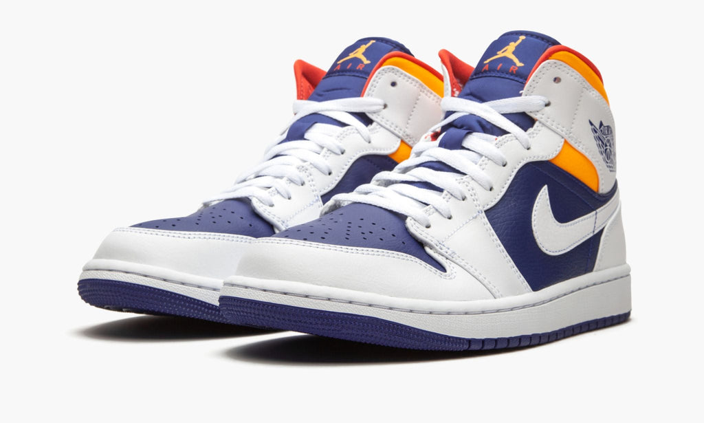 Air Jordan 1 Mid “Royal Blue / Laser Orange” Sneakers - Fresh Drop