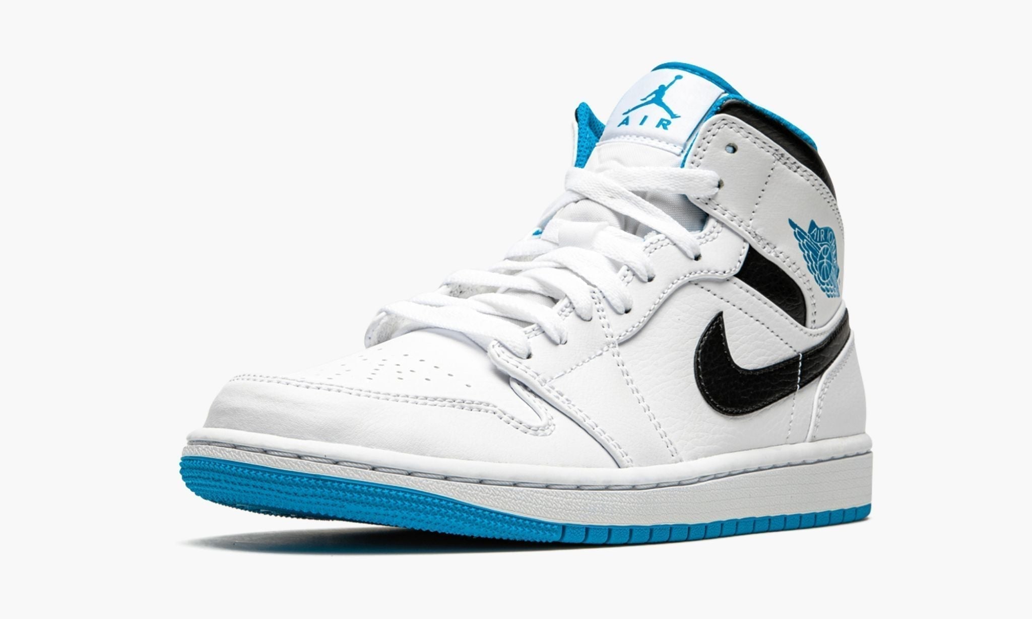 Air Jordan 1 Mid “White / Laser Blue” Sneakers - Cushioned Stride