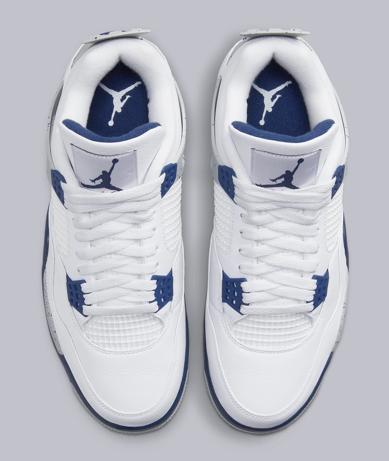 Air Jordan 4 Retro White Midnight Navy Sneakers - Hall of Fame